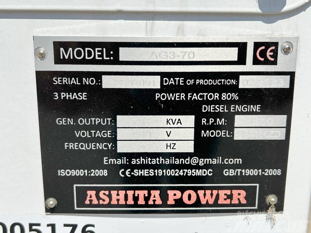 Ashita AG3-70 - 70 KVA New / Unused / CE Certified Dizel agregati