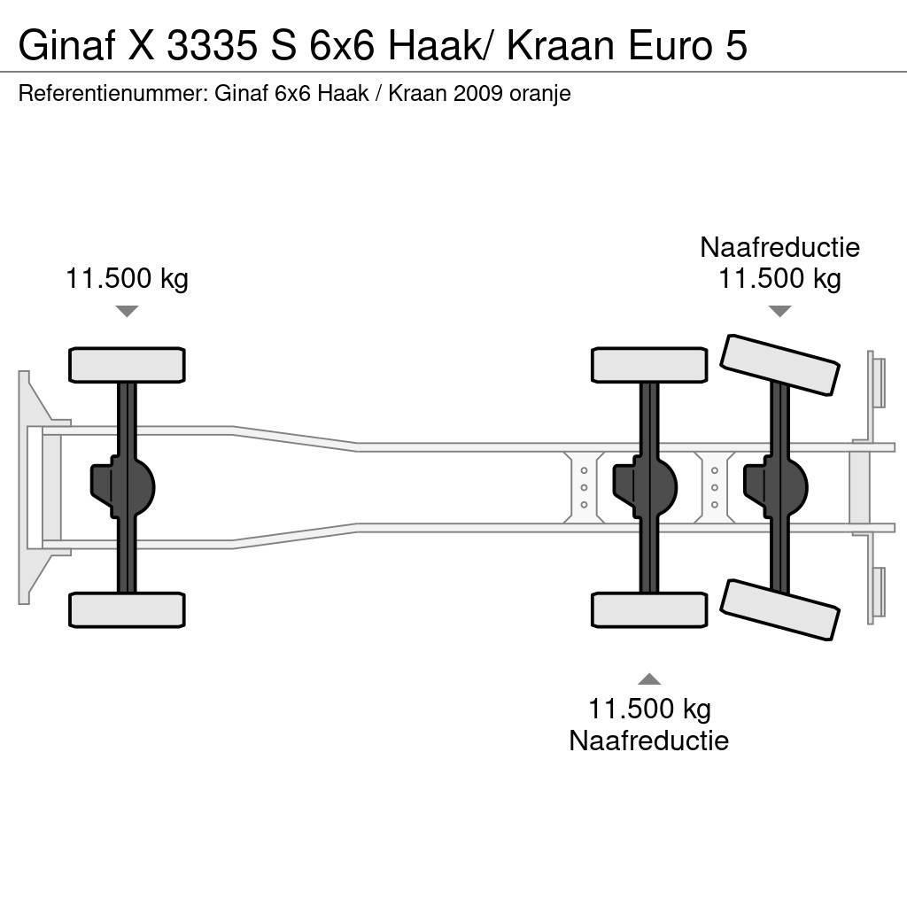 Ginaf X 3335 S 6x6 Haak/ Kraan Euro 5 Rol kiper kamioni s kukama za dizanje
