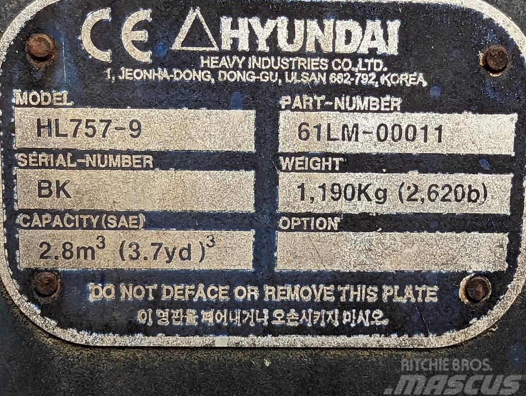 Hyundai WLoader Bucket HL 757-9 Ostale komponente