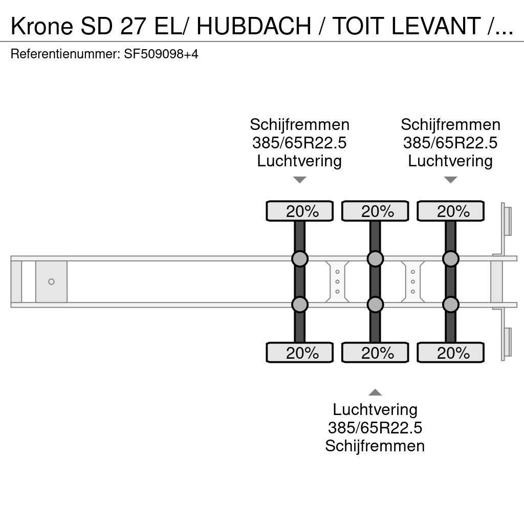 Krone SD 27 EL/ HUBDACH / TOIT LEVANT / HEFDAK / COIL / Poluprikolice sa ceradom