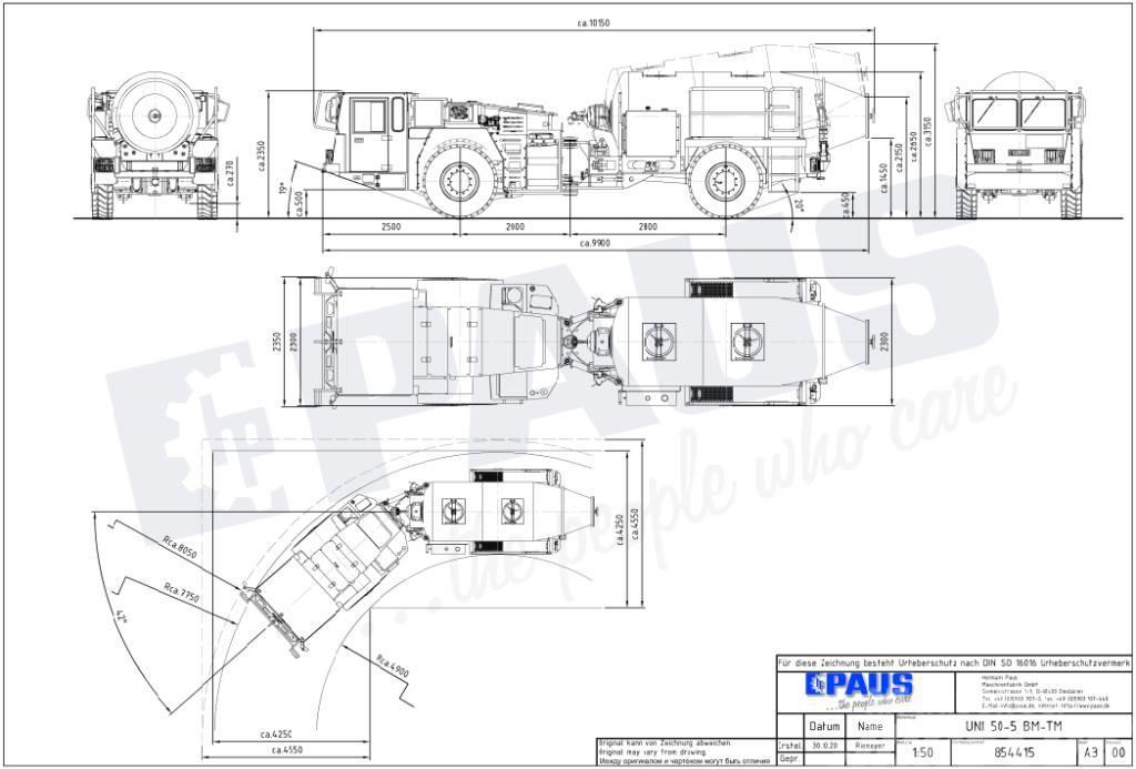 Paus UNI 50-5 BM-TM / Mining / concrete transport mixer Ostala podzemna oprema