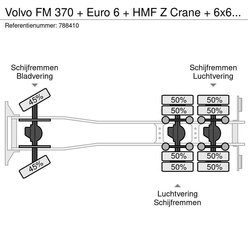 Volvo FM 370 + Euro 6 + HMF Z Crane + 6x6 + Hardox KIPPE Rabljene dizalice za težak teren