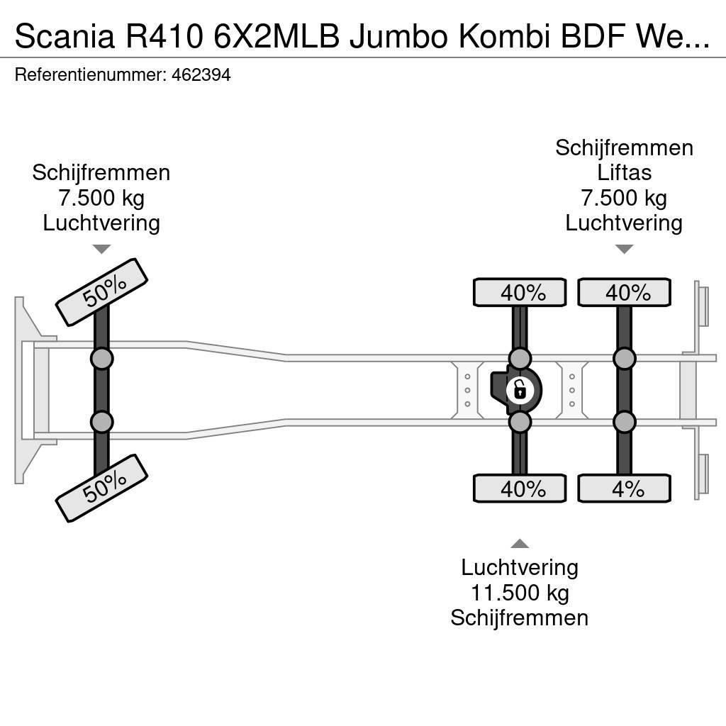 Scania R410 6X2MLB Jumbo Kombi BDF Wechsel Hubdach Retard Demontažnii kamioni za podizanje kabela