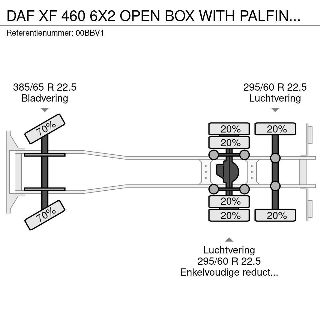 DAF XF 460 6X2 OPEN BOX WITH PALFINGER PK 50002 CRANE Rabljene dizalice za težak teren