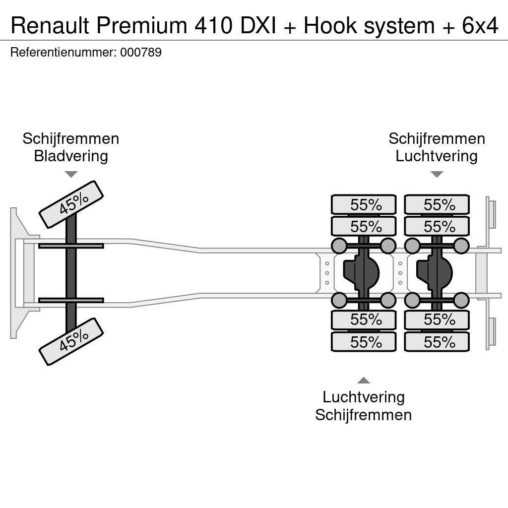 Renault Premium 410 DXI + Hook system + 6x4 Rol kiper kamioni s kukama za dizanje