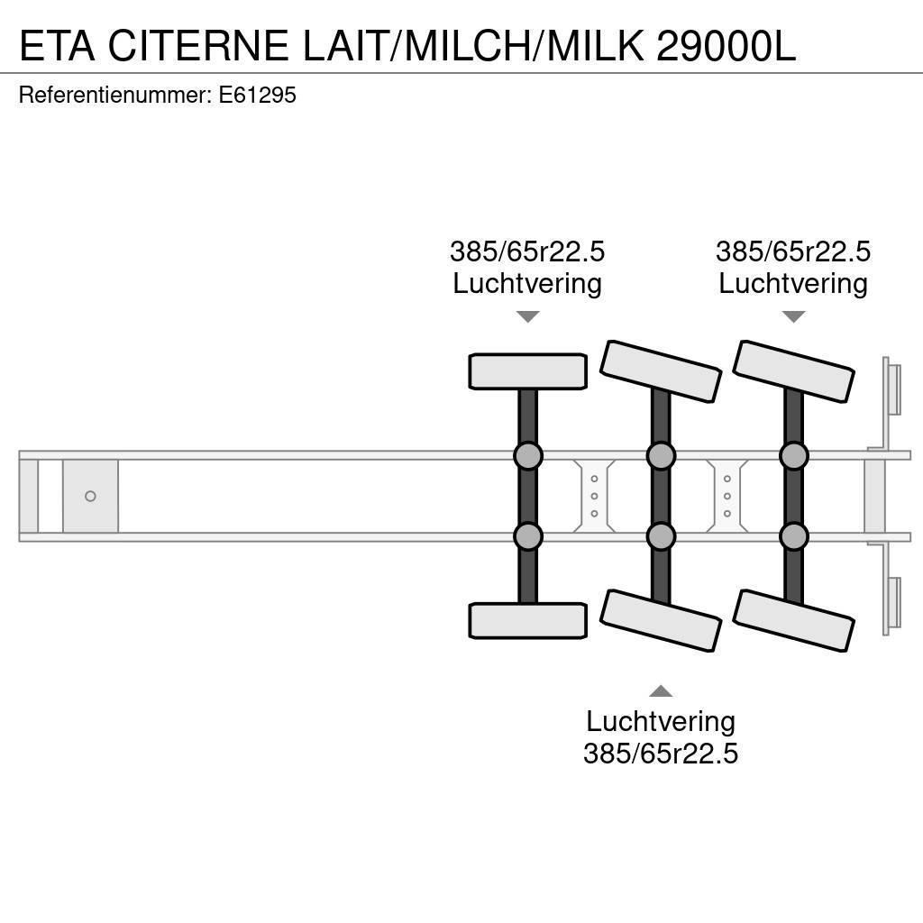 ETA CITERNE LAIT/MILCH/MILK 29000L Tanker poluprikolice