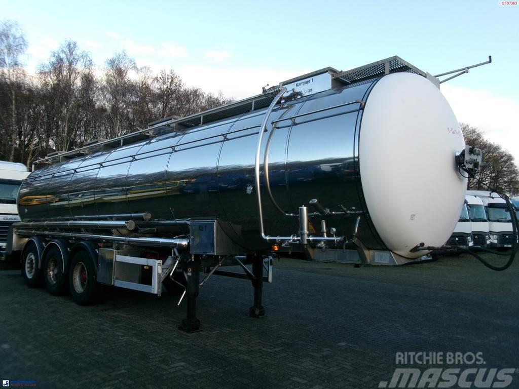 Feldbinder Chemical tank inox 33.5 m3 / 1 comp + pump Tanker poluprikolice