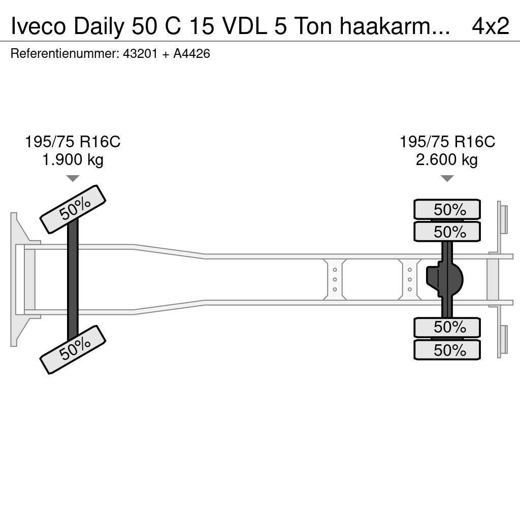 Iveco Daily 50 C 15 VDL 5 Ton haakarmsysteem + laadbak Rol kiper kamioni s kukama za dizanje