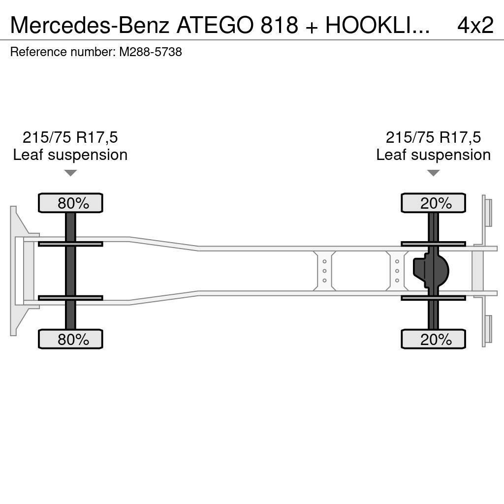 Mercedes-Benz ATEGO 818 + HOOKLIFT + BOX + ANALOG TACHO Rol kiper kamioni s kukama za dizanje