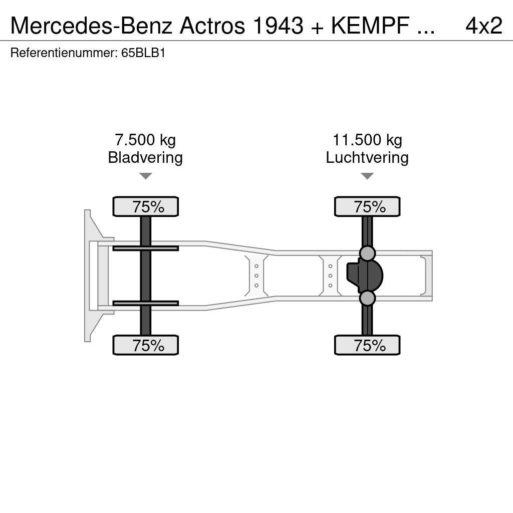 Mercedes-Benz Actros 1943 + KEMPF SKM 35/3 Zeer mooie NL combina Traktorske jedinice