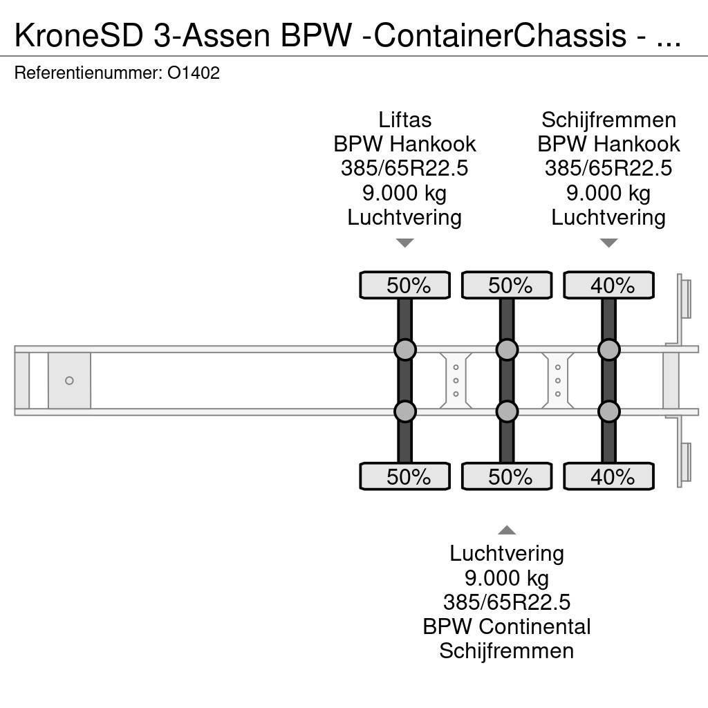 Krone SD 3-Assen BPW -ContainerChassis - Achterschuiver Kontejnerske poluprikolice