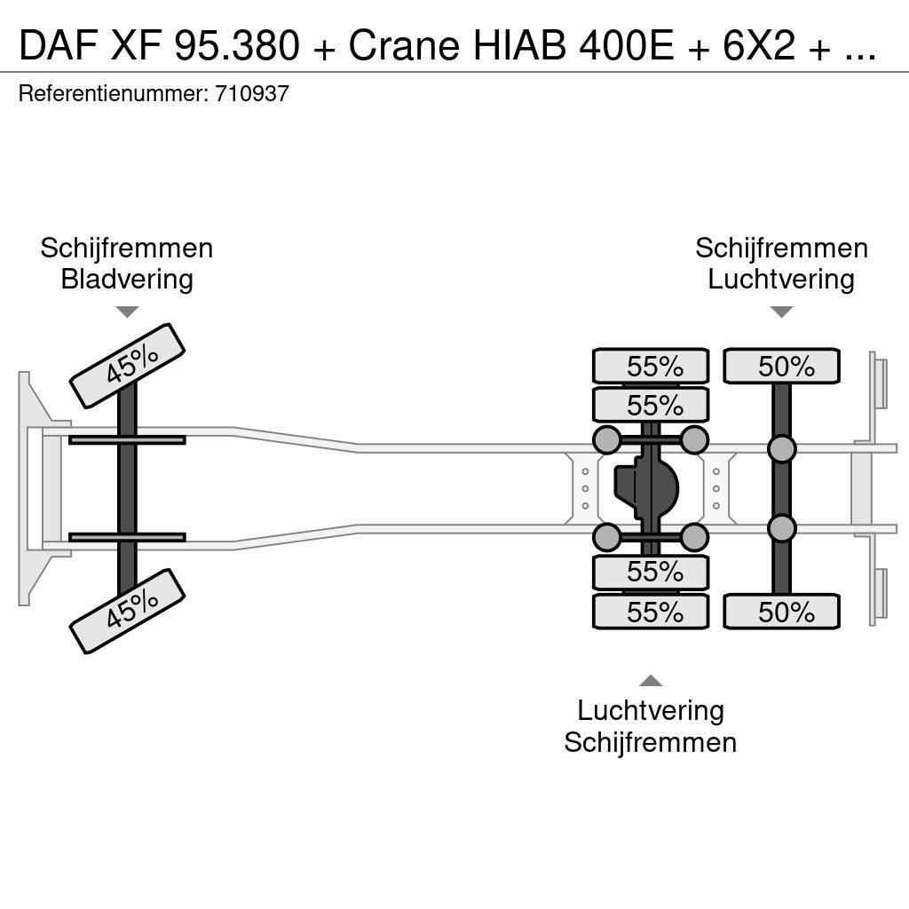 DAF XF 95.380 + Crane HIAB 400E + 6X2 + AIRCO Rabljene dizalice za težak teren