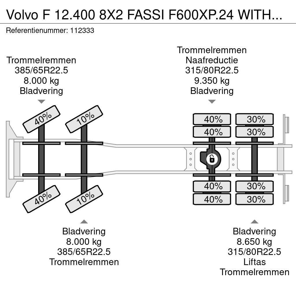 Volvo F 12.400 8X2 FASSI F600XP.24 WITH JIB Rabljene dizalice za težak teren