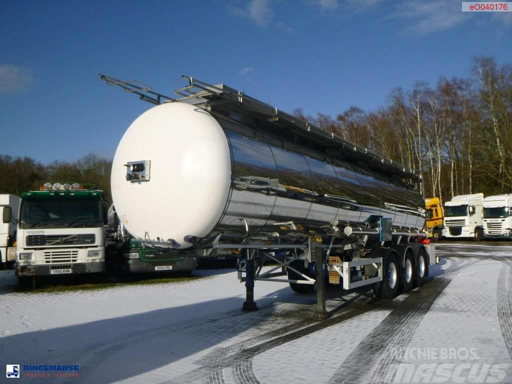 Feldbinder Chemical tank inox L4BH 30 m3 / 1 comp + pump Tanker poluprikolice