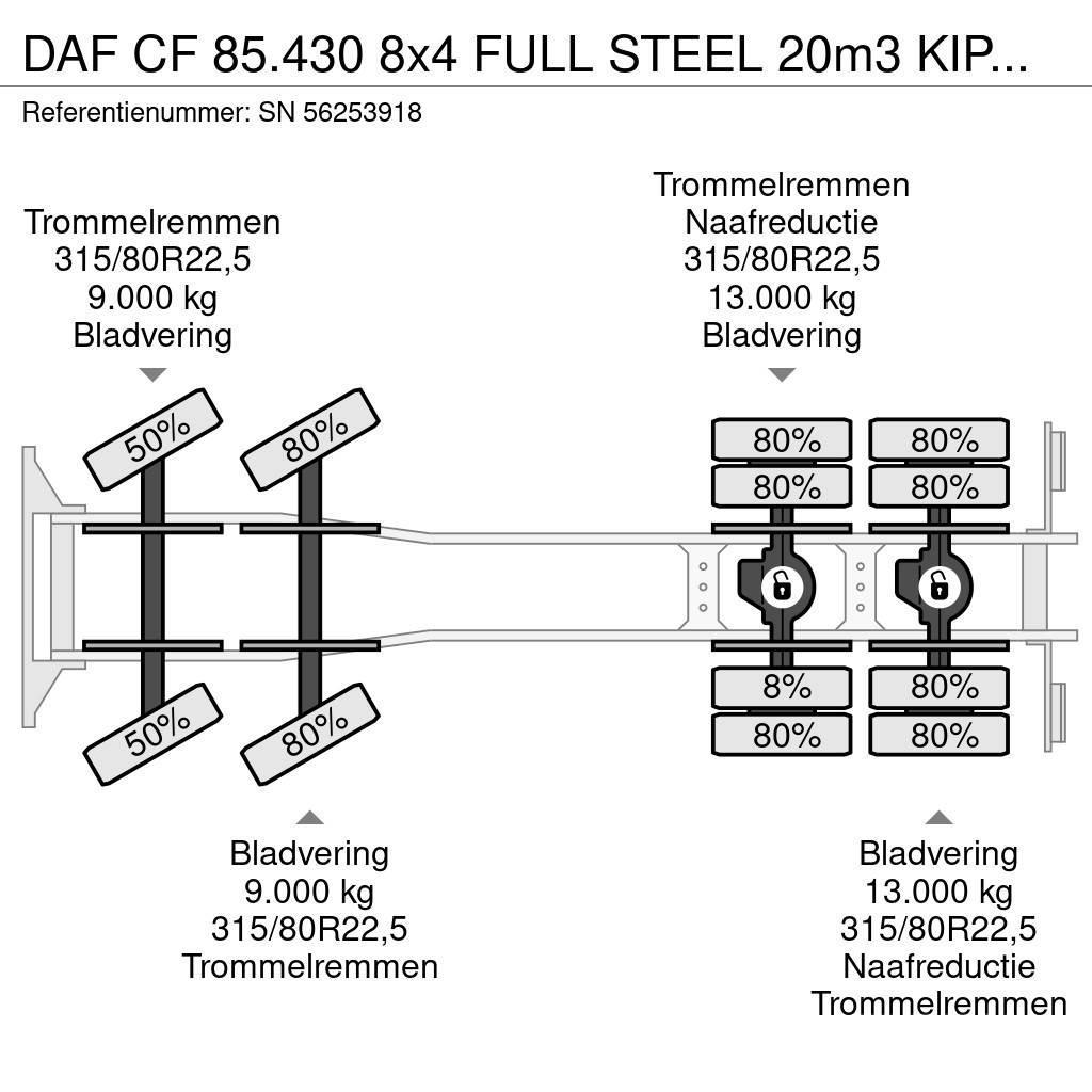 DAF CF 85.430 8x4 FULL STEEL 20m3 KIPPER (EURO 3 / ZF1 Kiper kamioni