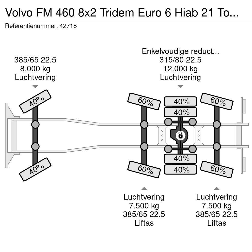 Volvo FM 460 8x2 Tridem Euro 6 Hiab 21 Tonmeter laadkraa Rol kiper kamioni s kukama za dizanje