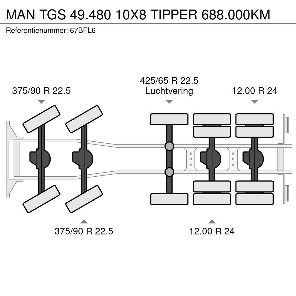 MAN TGS 49.480 10X8 TIPPER 688.000KM Kiper kamioni