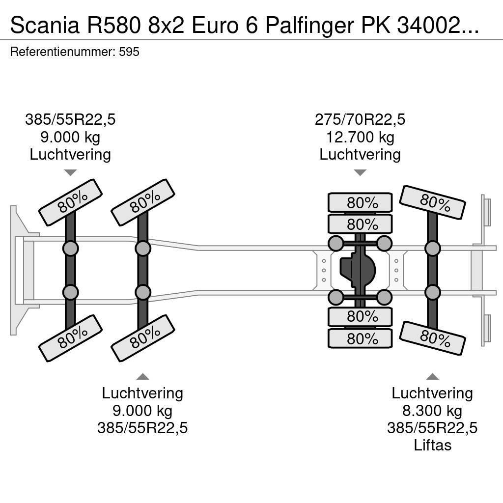 Scania R580 8x2 Euro 6 Palfinger PK 34002-SHF 7 x Hydr. W Rabljene dizalice za težak teren