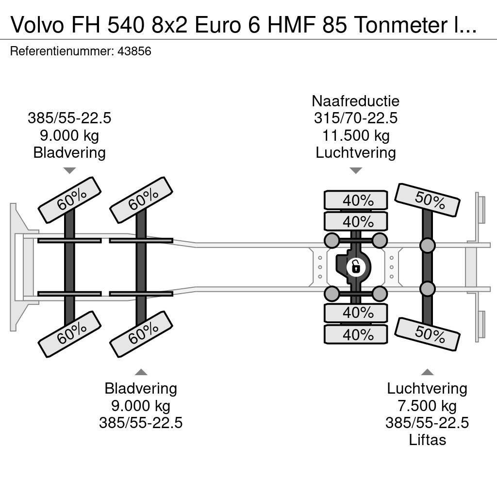 Volvo FH 540 8x2 Euro 6 HMF 85 Tonmeter laadkraan + Fly- Rabljene dizalice za težak teren