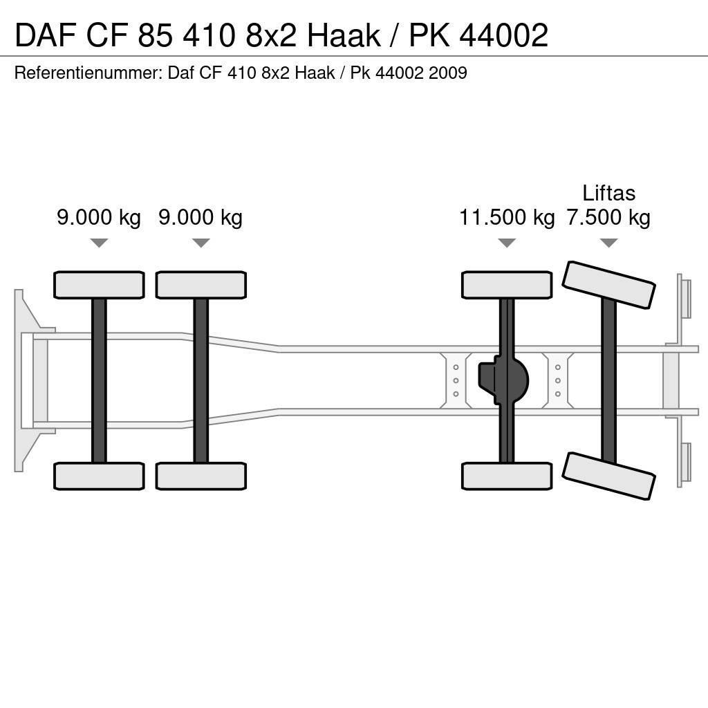 DAF CF 85 410 8x2 Haak / PK 44002 Rol kiper kamioni s kukama za dizanje