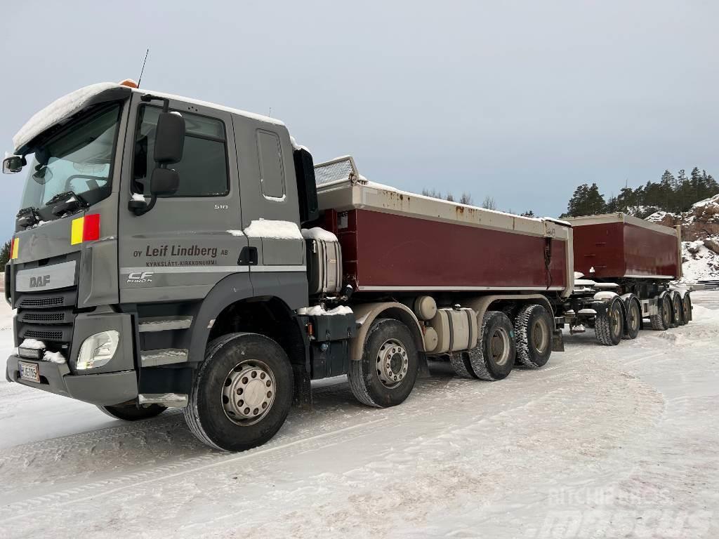 DAF CF 510 FAD 8x4 2017 Sora-auto + Letkukasettikärry Kiper kamioni
