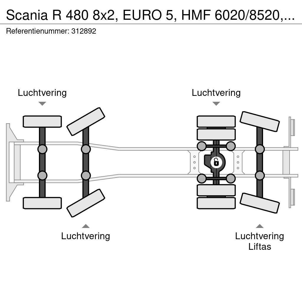 Scania R 480 8x2, EURO 5, HMF 6020/8520, Remote, Standair Kamioni sa otvorenim sandukom