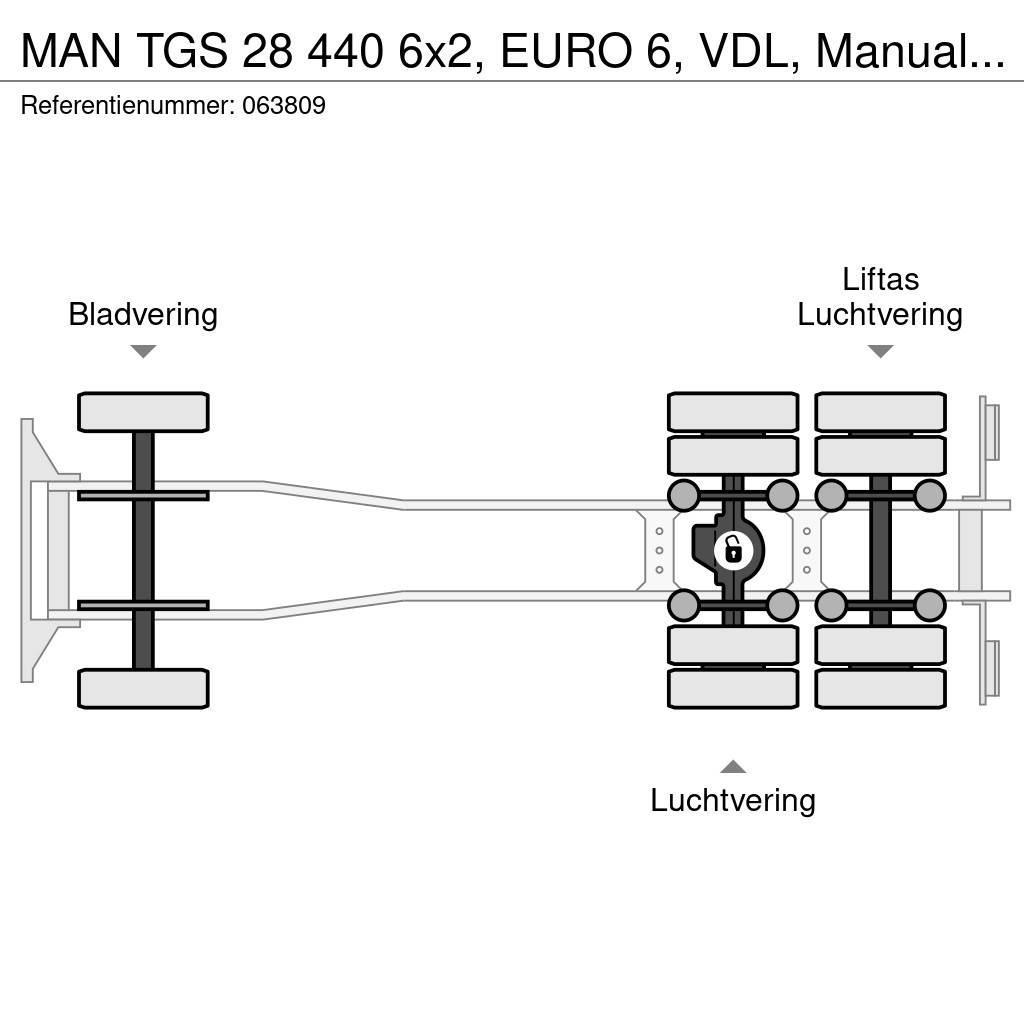 MAN TGS 28 440 6x2, EURO 6, VDL, Manual, Cable system Rol kiper kamioni s kukama za dizanje