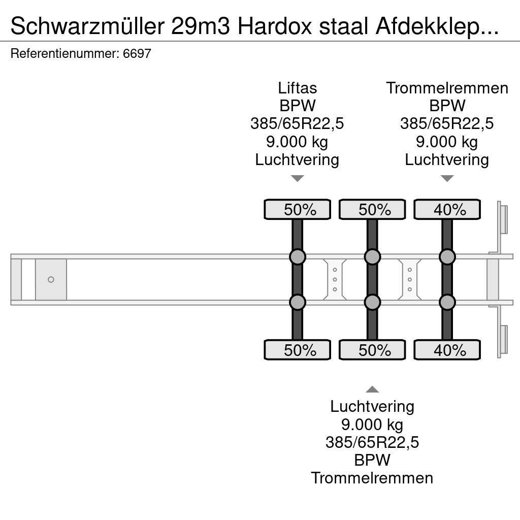 Schwarzmüller 29m3 Hardox staal Afdekkleppen Liftas Kiper poluprikolice