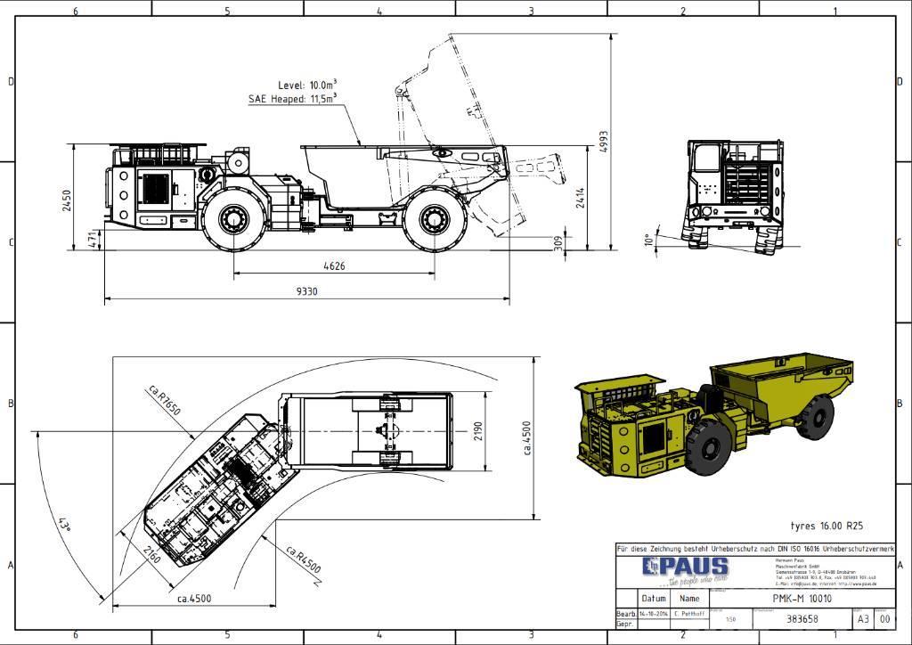 Paus PMKM 10010 / Mining / Dump Truck Podzemni kamioni za rudarenje