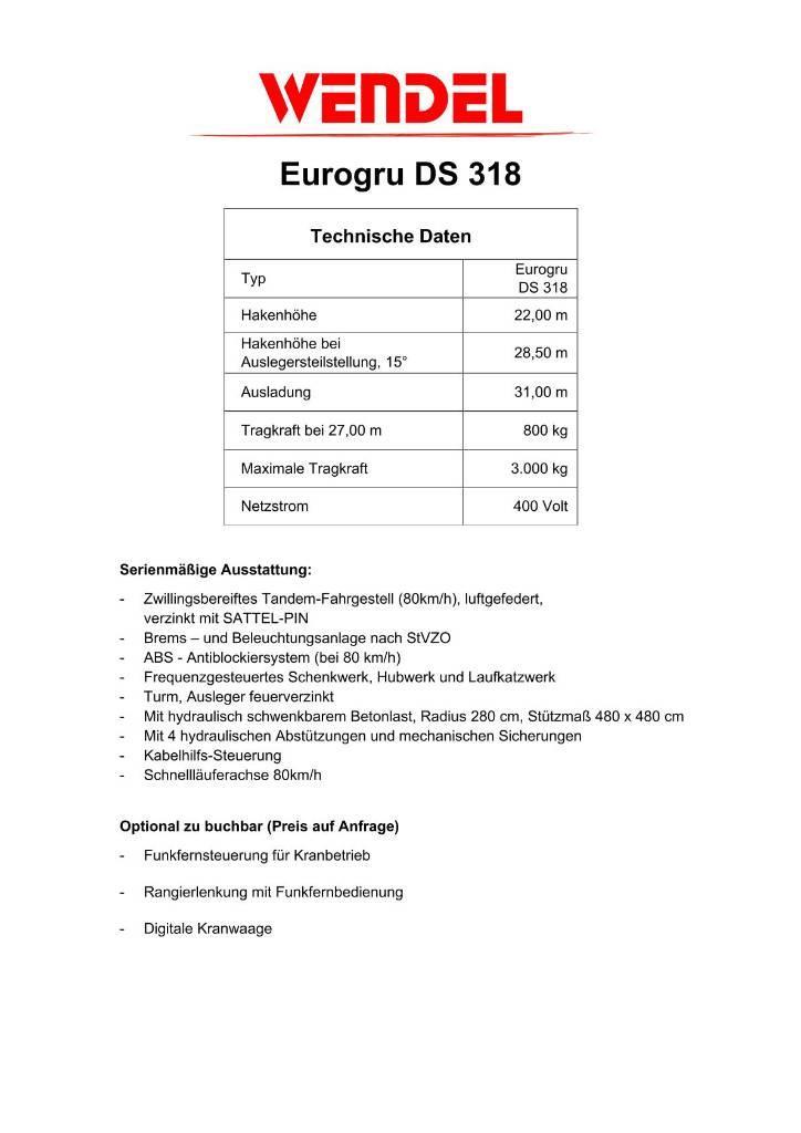 Eurogru DS 318 Schnellbaukran, Zimmermannkran, Kran Prijenosni kranovi