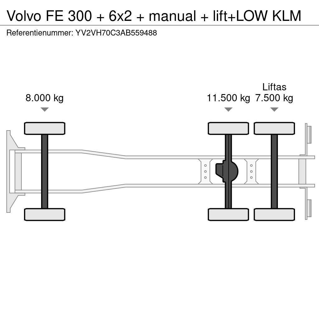 Volvo FE 300 + 6x2 + manual + lift+LOW KLM Sanduk kamioni