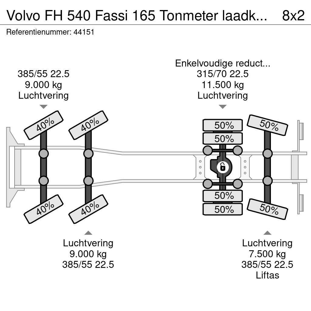 Volvo FH 540 Fassi 165 Tonmeter laadkraan + Fly-Jib Just Rabljene dizalice za težak teren