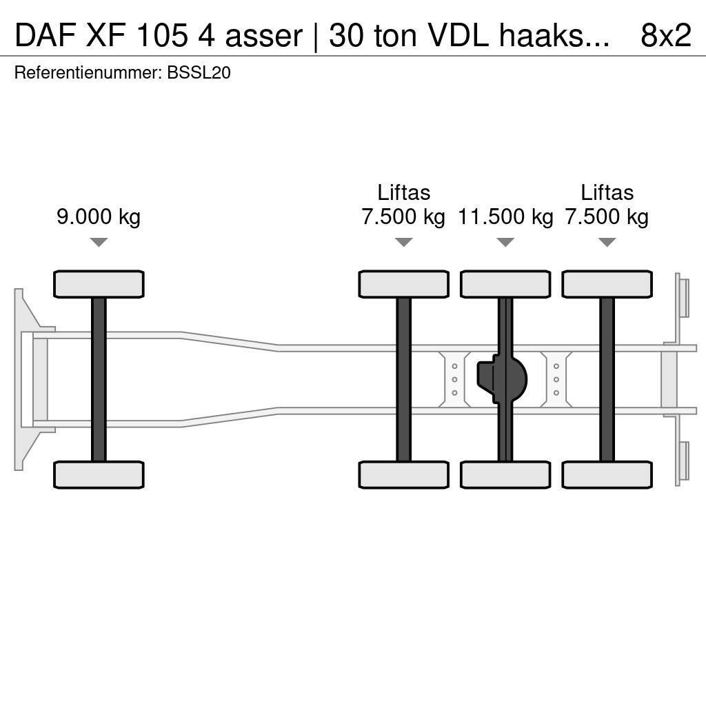 DAF XF 105 4 asser | 30 ton VDL haaksysteem | manual | Rol kiper kamioni s kukama za dizanje