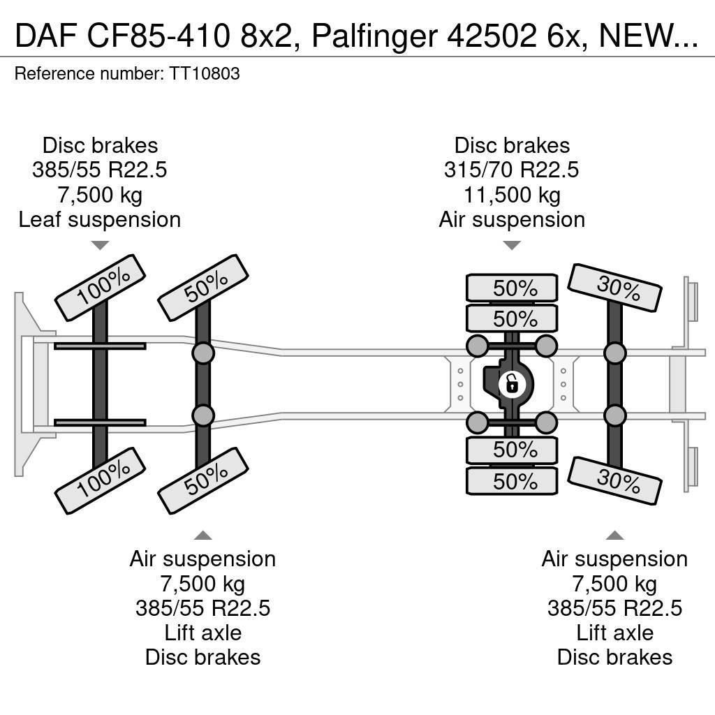 DAF CF85-410 8x2, Palfinger 42502 6x, NEW Engine Rabljene dizalice za težak teren