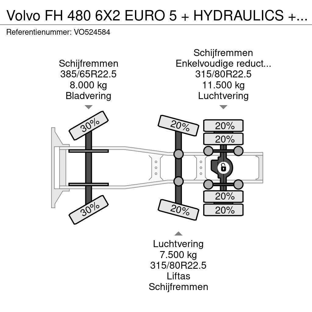 Volvo FH 480 6X2 EURO 5 + HYDRAULICS + STEERING AXLE Traktorske jedinice
