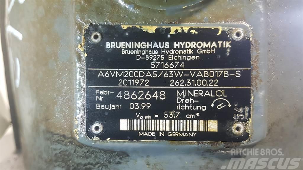 Brueninghaus Hydromatik A6VM200DA5/63W - Drive motor/Fahrmotor/Rijmotor Hidraulika