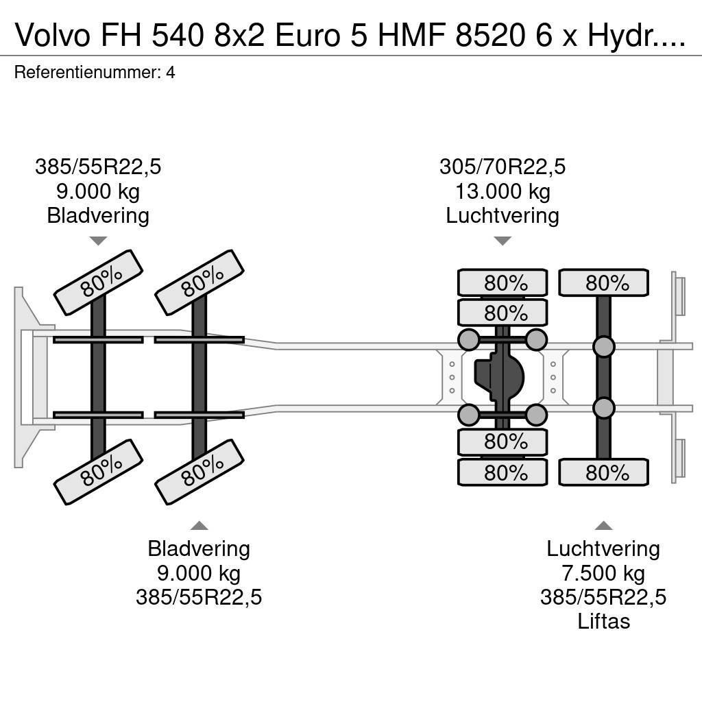 Volvo FH 540 8x2 Euro 5 HMF 8520 6 x Hydr. Jip 6 x Hydr. Rabljene dizalice za težak teren