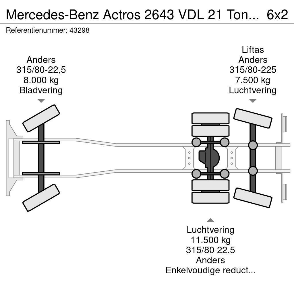 Mercedes-Benz Actros 2643 VDL 21 Ton haakarmsysteem Rol kiper kamioni s kukama za dizanje