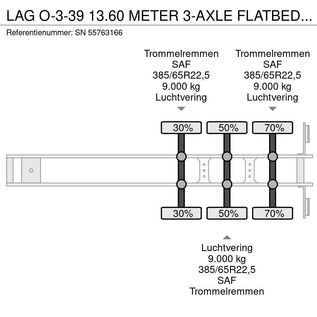 LAG O-3-39 13.60 METER 3-AXLE FLATBED (4 IDENTICAL UNI Poluprikolice sa otvorenim sandukom