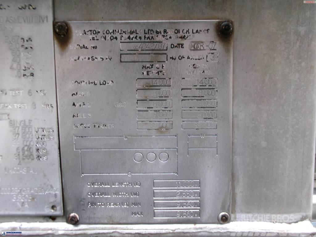 Clayton Chemical tank inox 37.5 m3 / 1 comp Tanker poluprikolice