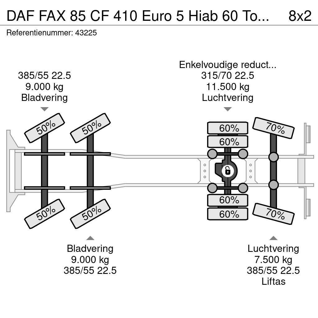 DAF FAX 85 CF 410 Euro 5 Hiab 60 Tonmeter laadkraan Rabljene dizalice za težak teren