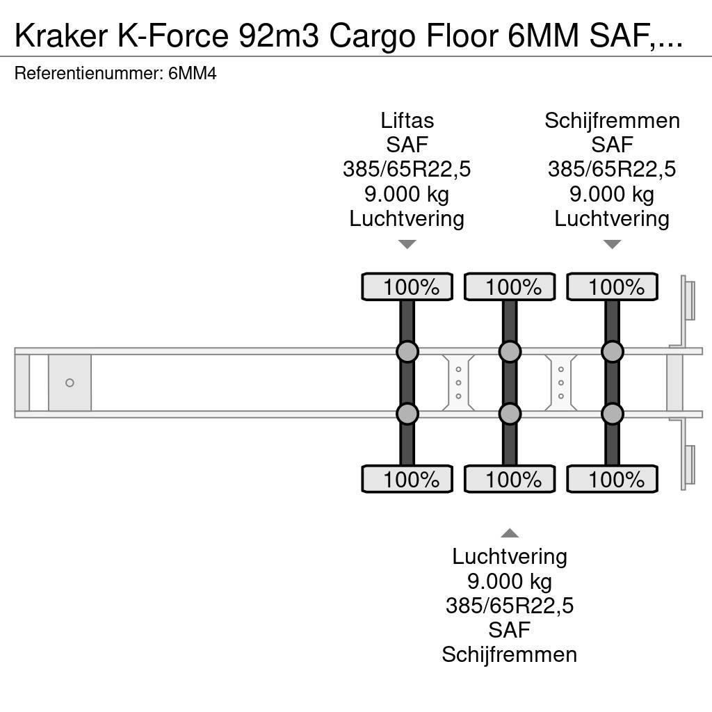 Kraker K-Force 92m3 Cargo Floor 6MM SAF, Liftachse, Remot Poluprikolice sa pokretnim podom