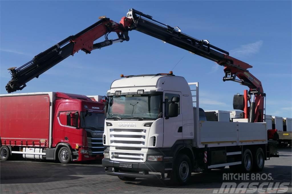 Scania R 480 / 6X4 / SKRZYNIA - 6,2 M + HDS PALFINGER PK  Autotransporteri