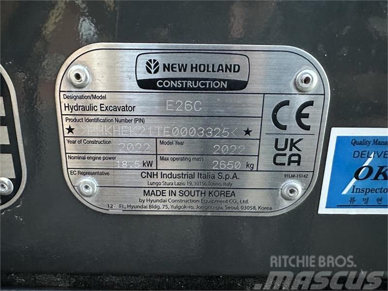 New Holland E26C Mini bageri <7t