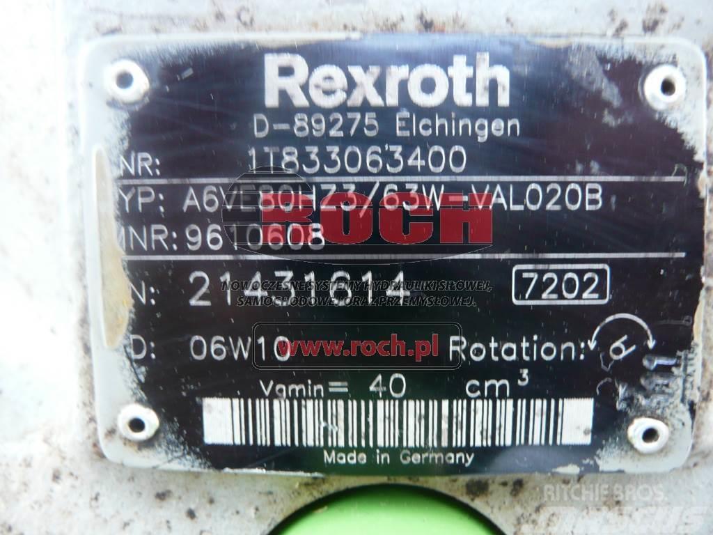 Rexroth A6VE80HZ3/63W-VAL020B 9610608 1T833063400 Motori