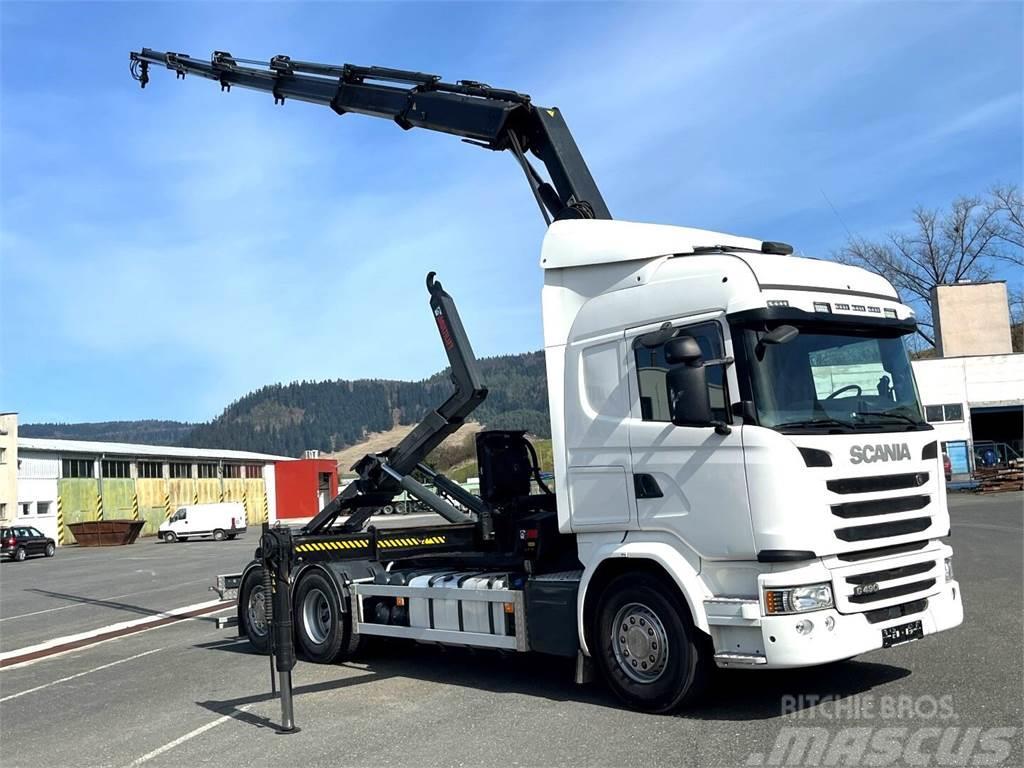 Scania G490, 10/2015, 6x2, Crane hook lift, Hiab 244 - 5  Rol kiper kamioni s kukama za dizanje
